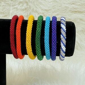 HAND CRAFTED in Nepal Beaded Bracelets Rainbow Chakra (set of 7)